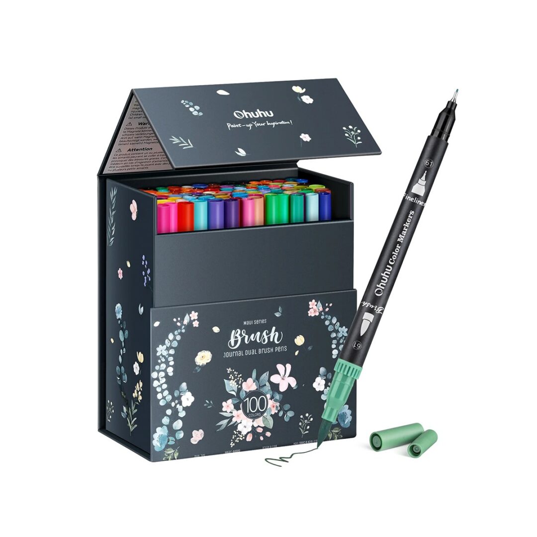 Ohuhu Σετ 100 Μαρκαδόρων με Βάση το Νερό Brush & Fineliner
