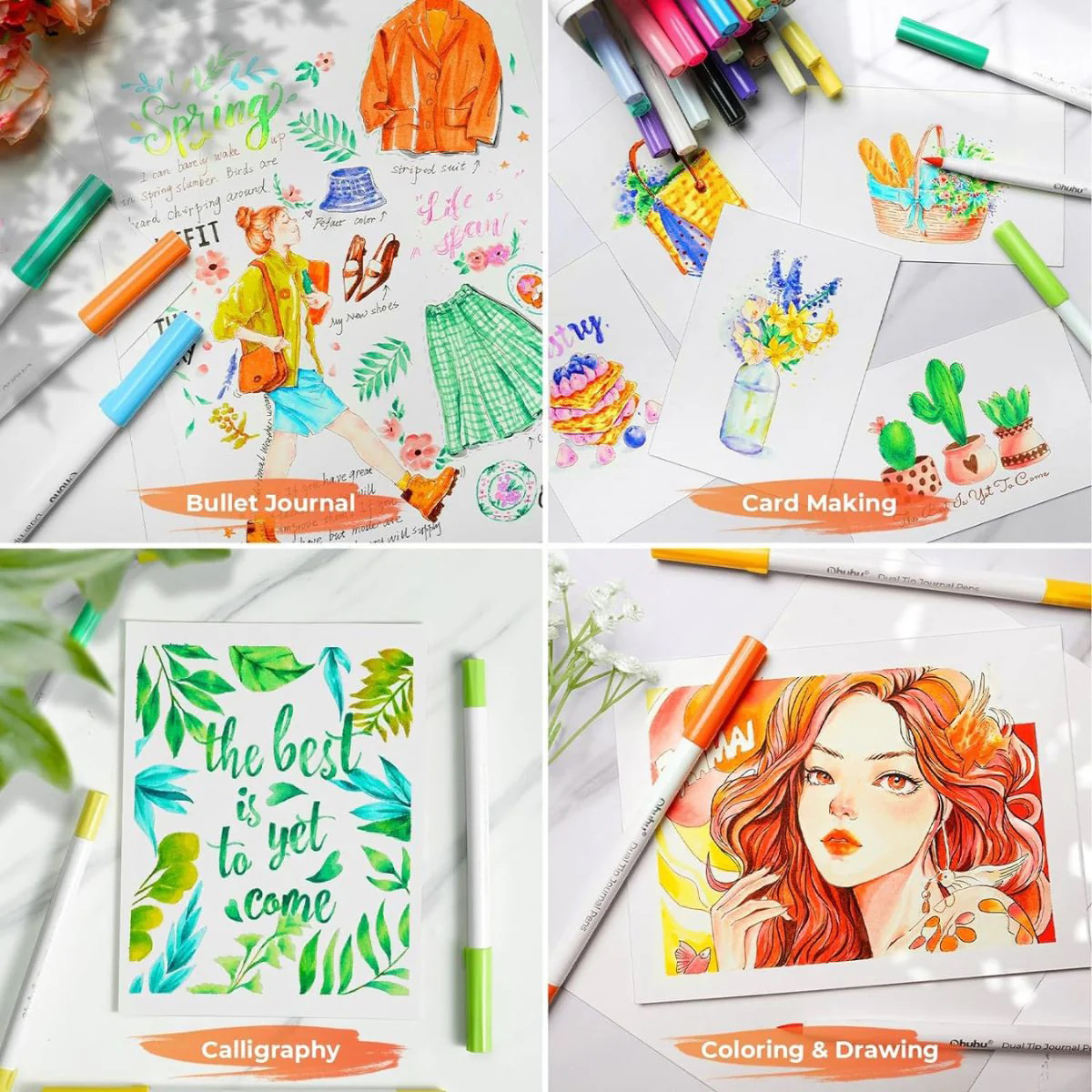 Ohuhu Σετ 40 Μαρκαδόρων με Βάση το Νερό Brush & Fineliner - Image 3