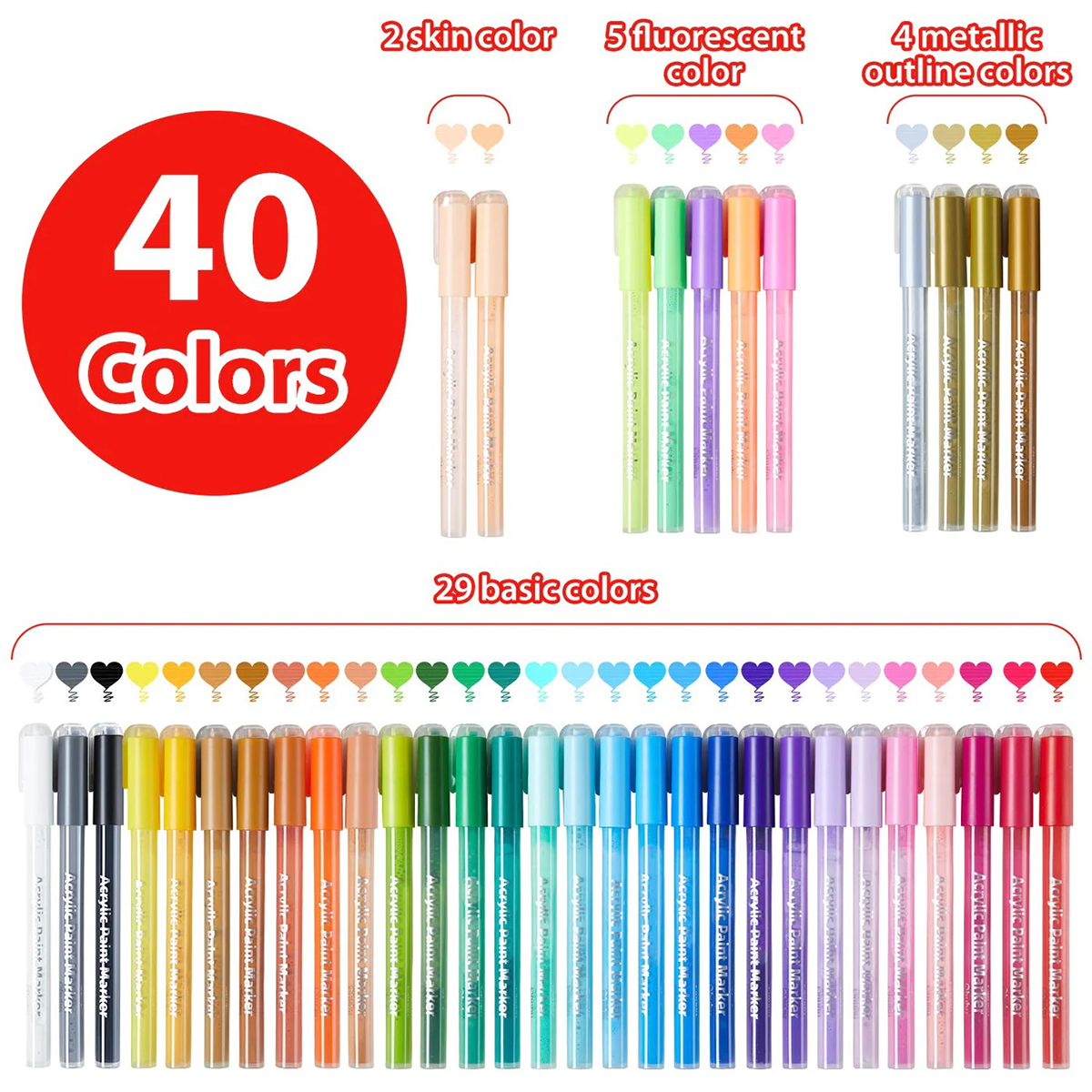 Ohuhu Σετ 40 Ακρυλικών Μαρκαδόρων - Image 2