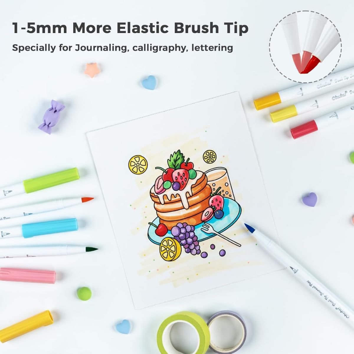 Ohuhu Σετ 80 Μαρκαδόρων με Βάση το Νερό Brush & Extra Fine - Image 3