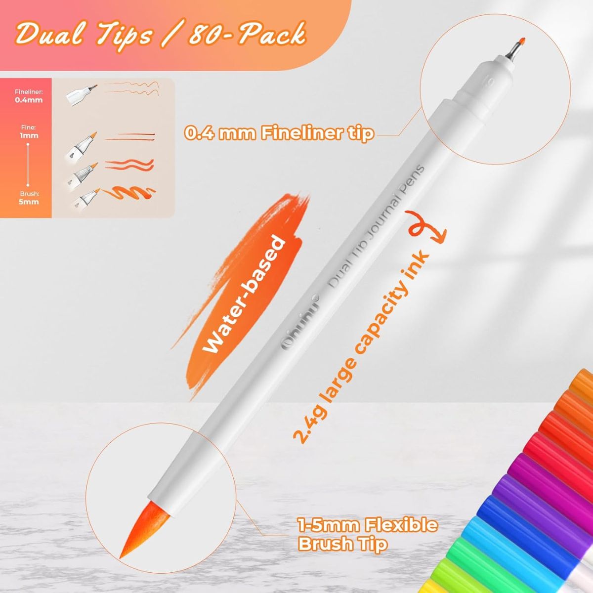 Ohuhu Σετ 80 Μαρκαδόρων με Βάση το Νερό Brush & Extra Fine - Image 4